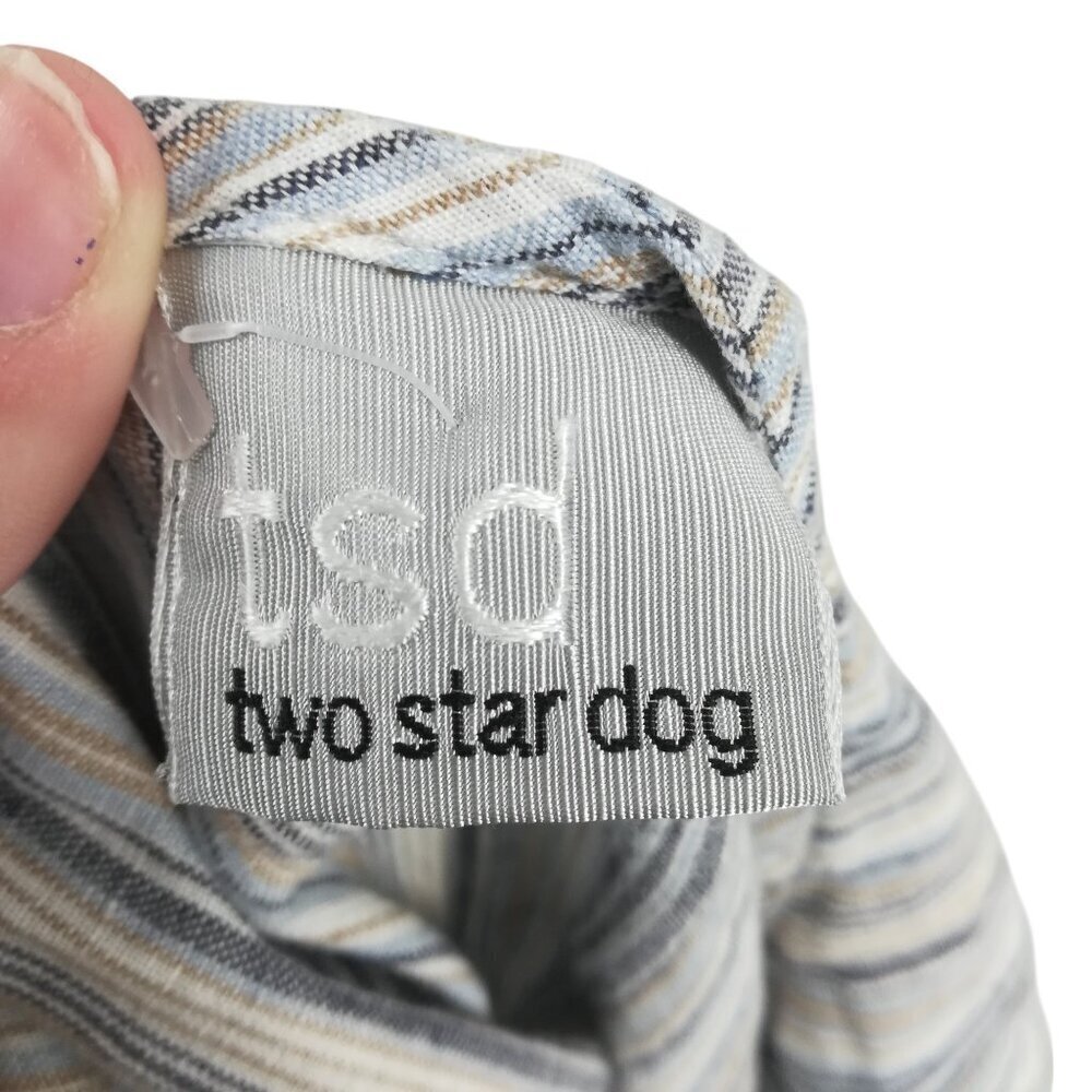 TSD Two Star Dog 100% Linen Striped Sleeveless Button Front Blouse Size S Blue - Picture 14 of 15